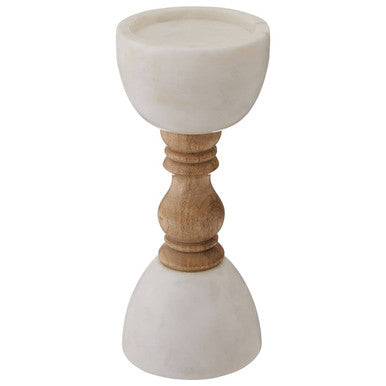 Marble & Mango Wood Pillar Candle Holder