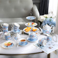 Porcelain Tea Gift Set with 3-Tier Cake Stand – Blue Rose