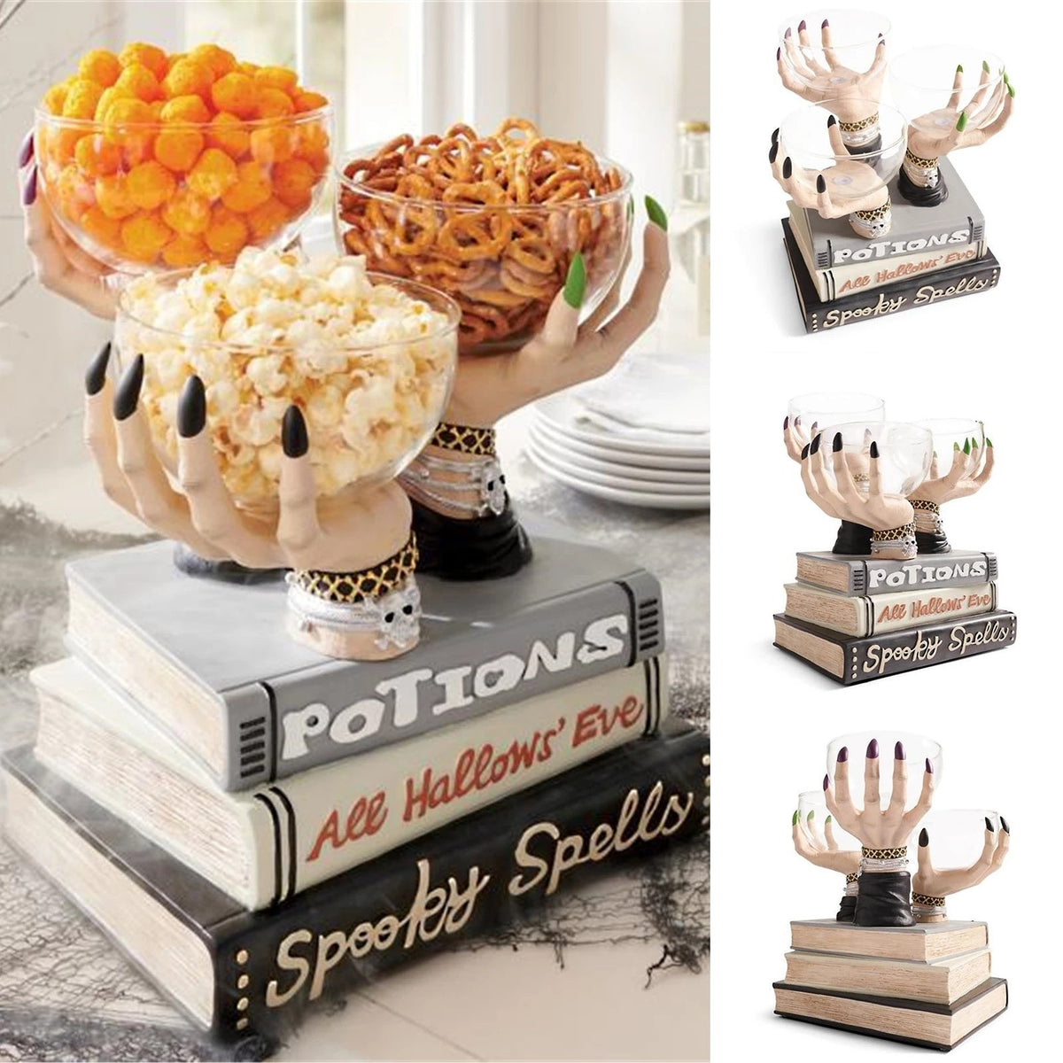 Witch’s Hand Halloween Snack Bowl Stand