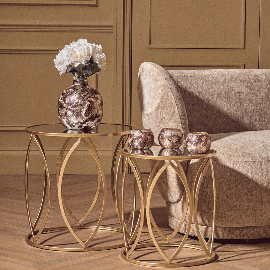 Brown Marble Effect Tealight Holders - Set of 3