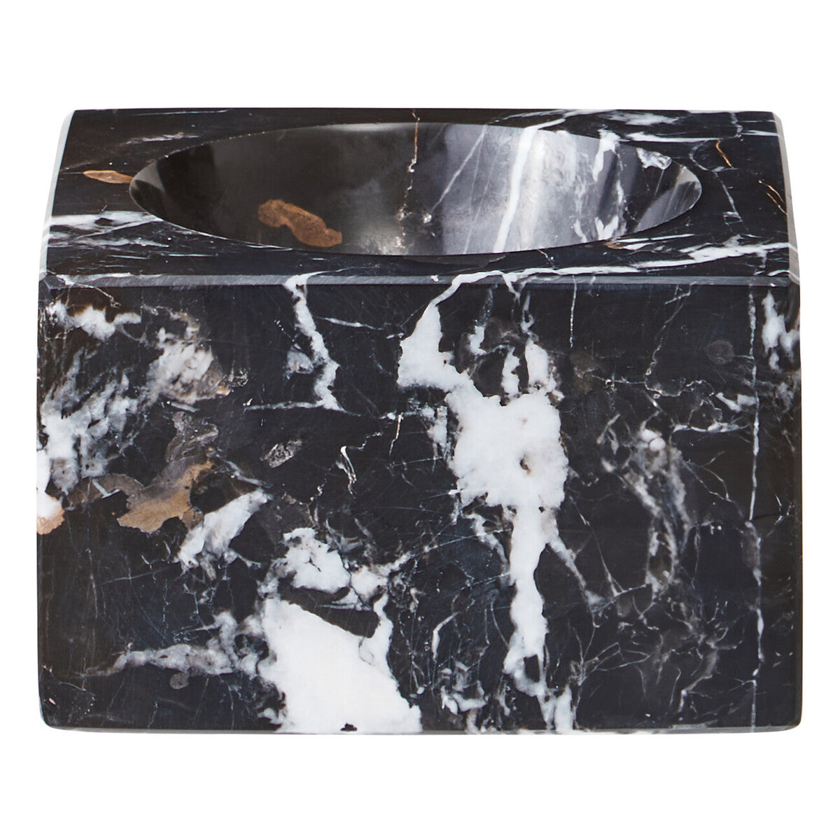 Square Black Marble Decorative Bowl with White Veining