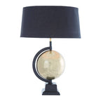 Churchill Globe Antique Brass Table Lamp with Black Shade