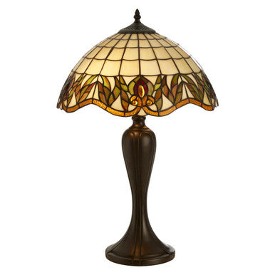 Wisteria Tiffany Stained Glass Table Lamp with Bronze Base