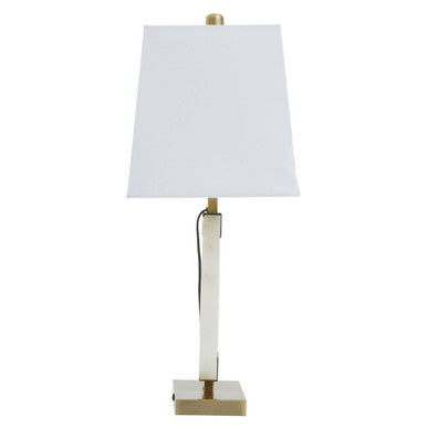 Circular Marble Ring Table Lamp with Ivory Shade