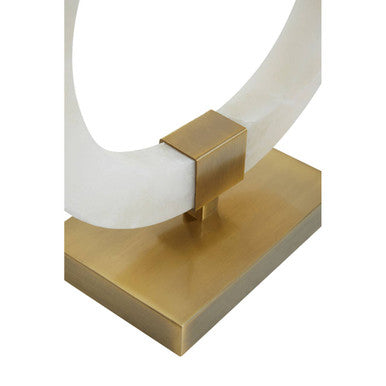 Circular Marble Ring Table Lamp with Ivory Shade
