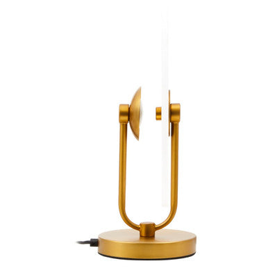 White Marble Disc Table Lamp with Gold Finish Base