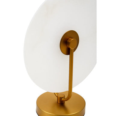 White Marble Disc Table Lamp with Gold Finish Base