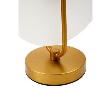White Marble Disc Table Lamp with Gold Finish Base