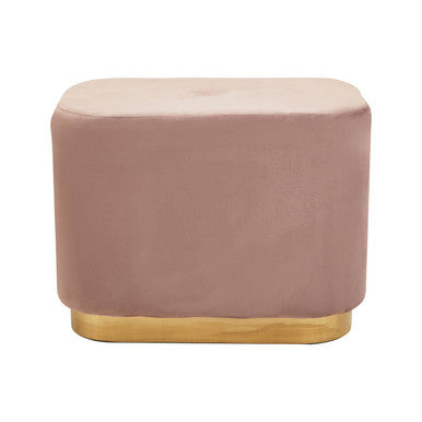 Dusty Pink Velvet Rectangular Pouffe with Matte Gold Base
