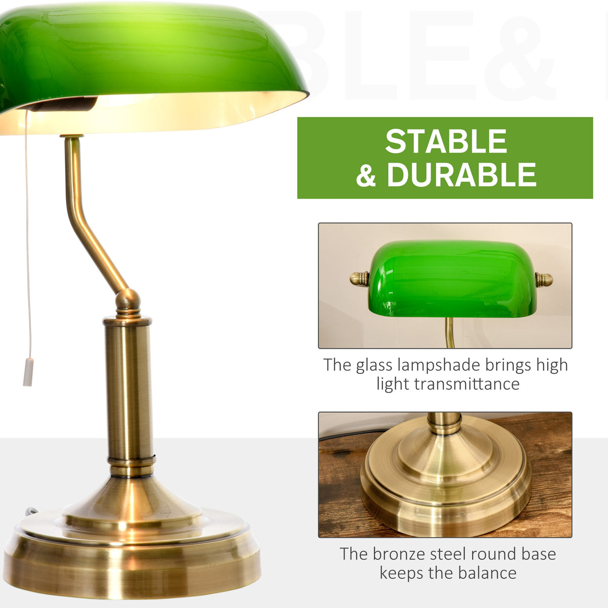 Banker's Table Lamps Set of 2 with Antique Bronze Tone Base
