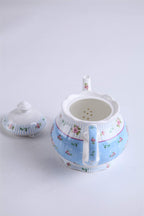 Porcelain Teapot, Sugar Bowl & Milk Jug Set – Blue Rose