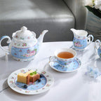 Porcelain Teapot, Sugar Bowl & Milk Jug Set – Blue Rose