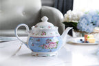 Porcelain Teapot, Sugar Bowl & Milk Jug Set – Blue Rose