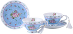 Porcelain Tea Gift Set with 3-Tier Cake Stand – Blue Rose