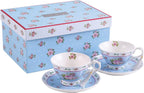 Porcelain Tea Gift Set with 3-Tier Cake Stand – Blue Rose