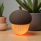 Acorn Ribbed Container with LED Tealight - Autumn Decor