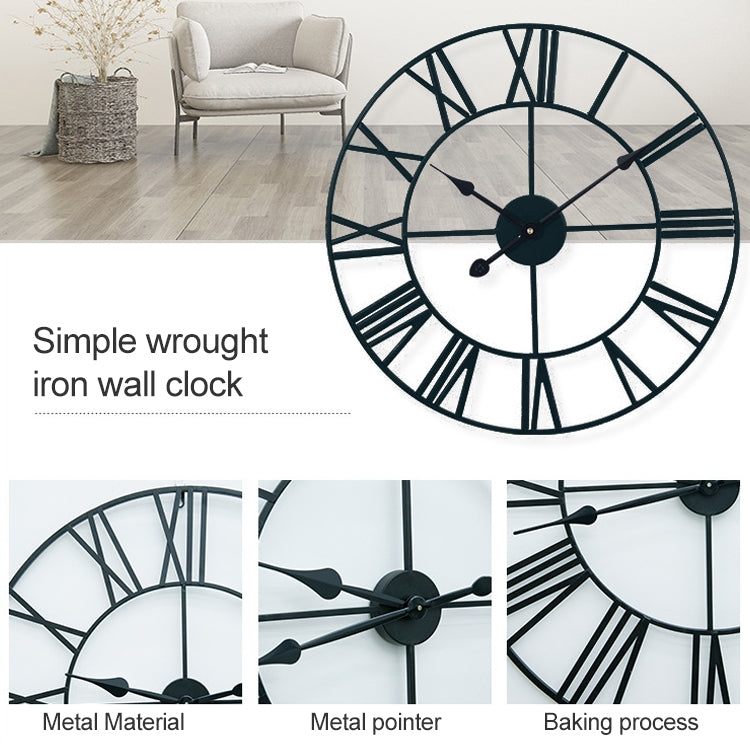 Retro Iron Round Roman Numeral Decorative Wall Clock, 40cm