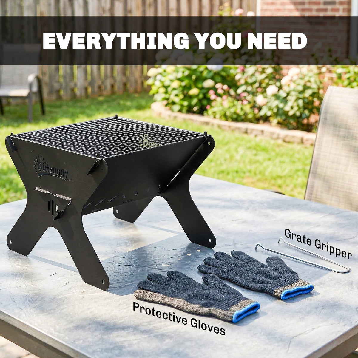 2-In-1 Portable BBQ Grill and Camping Fire Pit, Tabletop