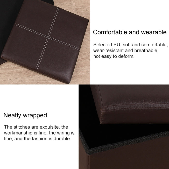 Leather Storage Box Creative Crossline Folding Sofa Bench