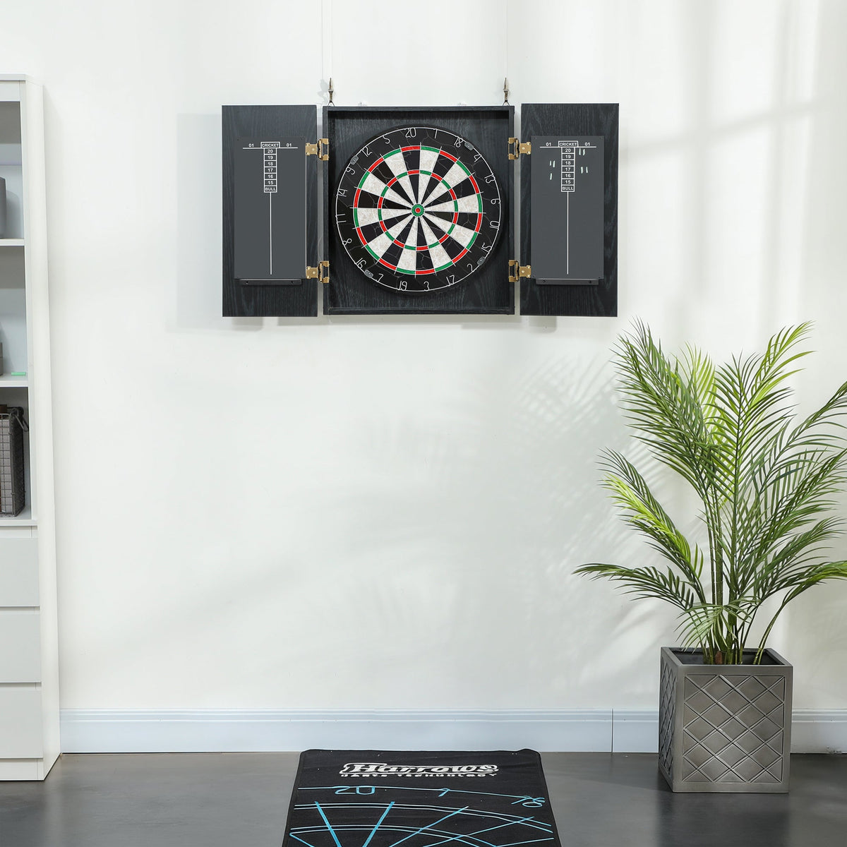 Bristle Dartboard with Cabinet, 6 Steel Tip Darts, Cabinet