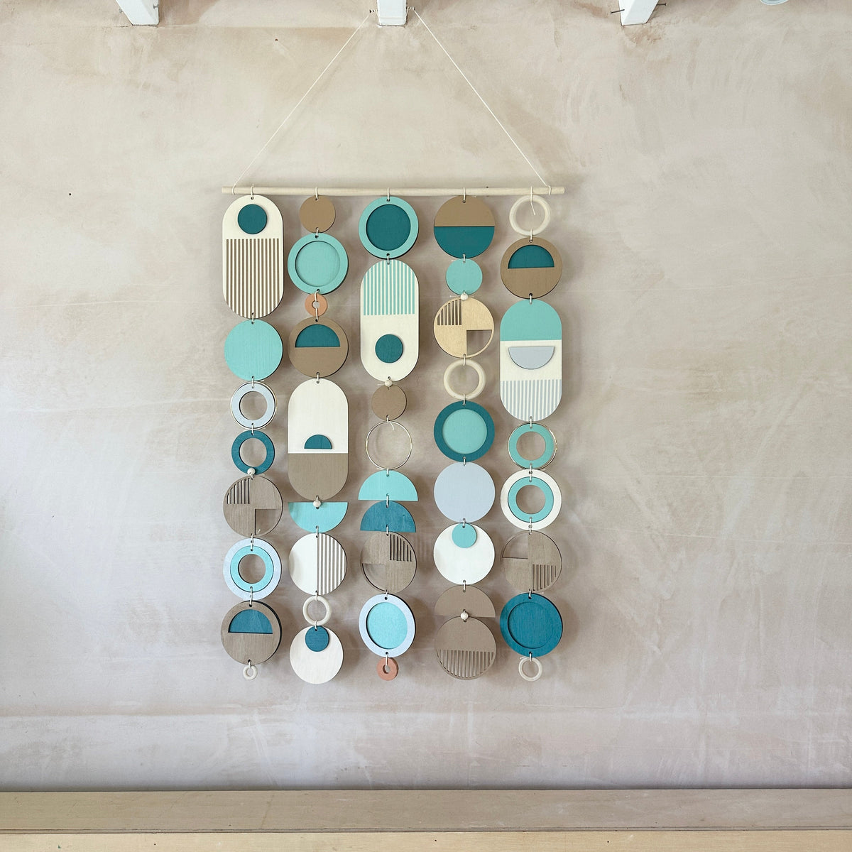 Blue Coastal Geometric Wall Hanging - Handmade - Medium