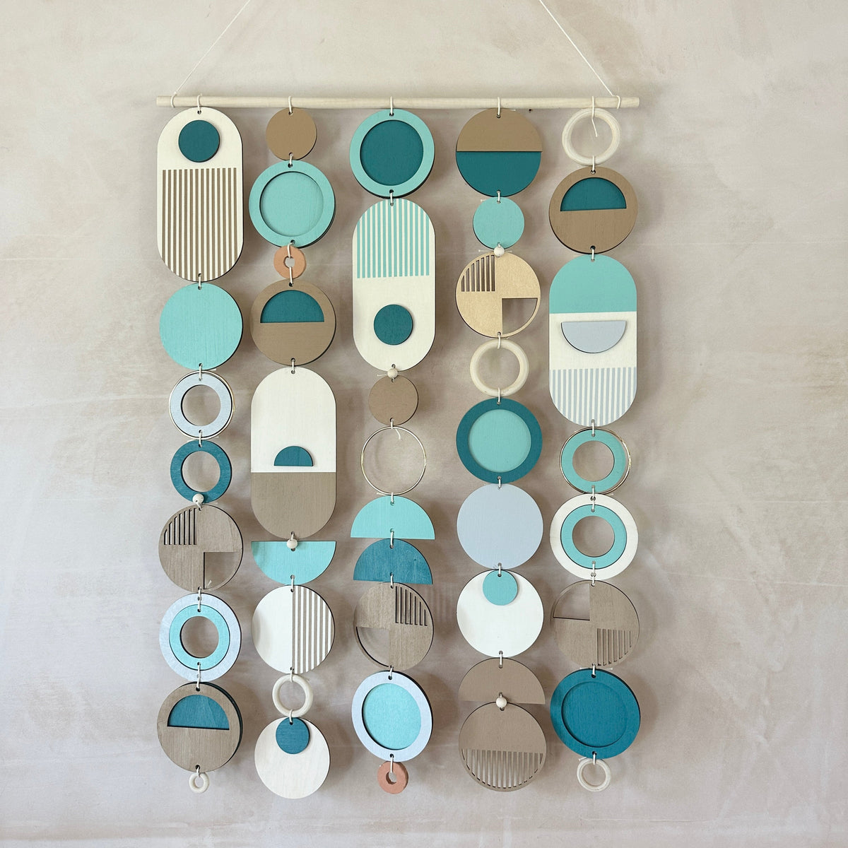 Blue Coastal Geometric Wall Hanging - Handmade - Medium