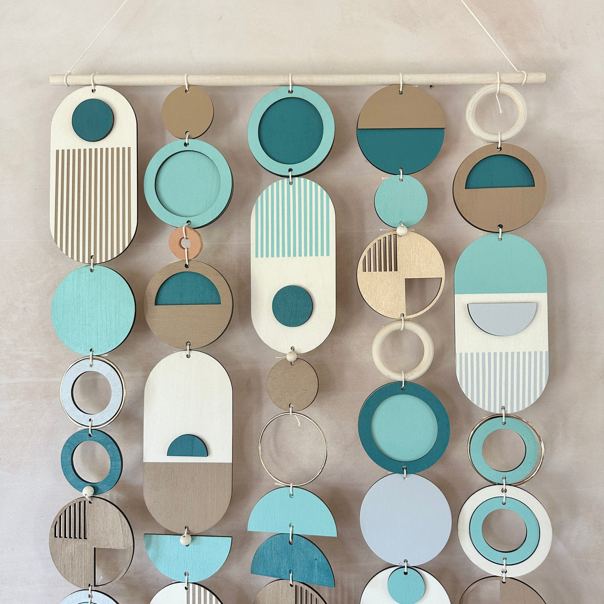 Blue Coastal Geometric Wall Hanging - Handmade - Medium