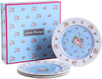 Porcelain 4-Piece Cake Plate Set – Blue Rose