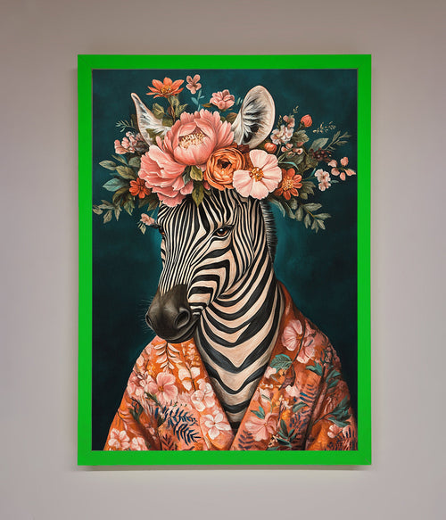 Kimono Zebra Floral Framed Wall Art