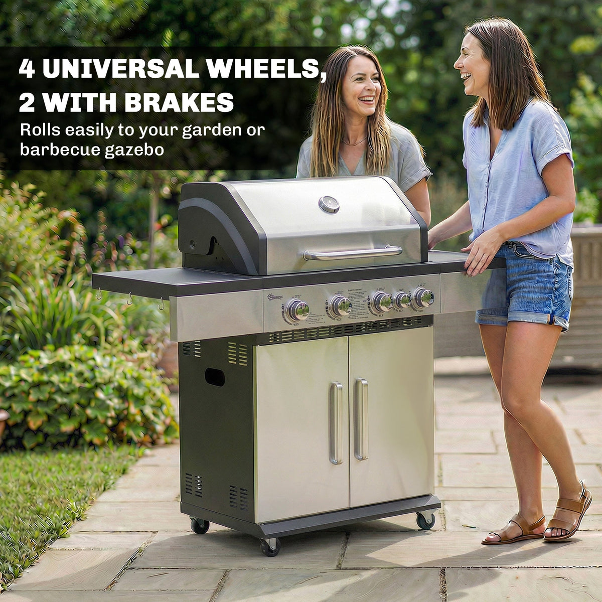 4+1 Portable Gas BBQ Grill with Side Burner