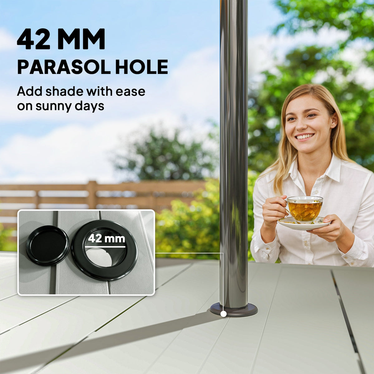 7-Piece Garden Table & Chairs Set with Umbrella Hole