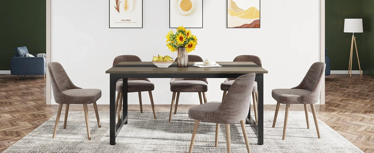63"x31.5" Dining Table, Industrial Kitchen Table for 6-8 Person