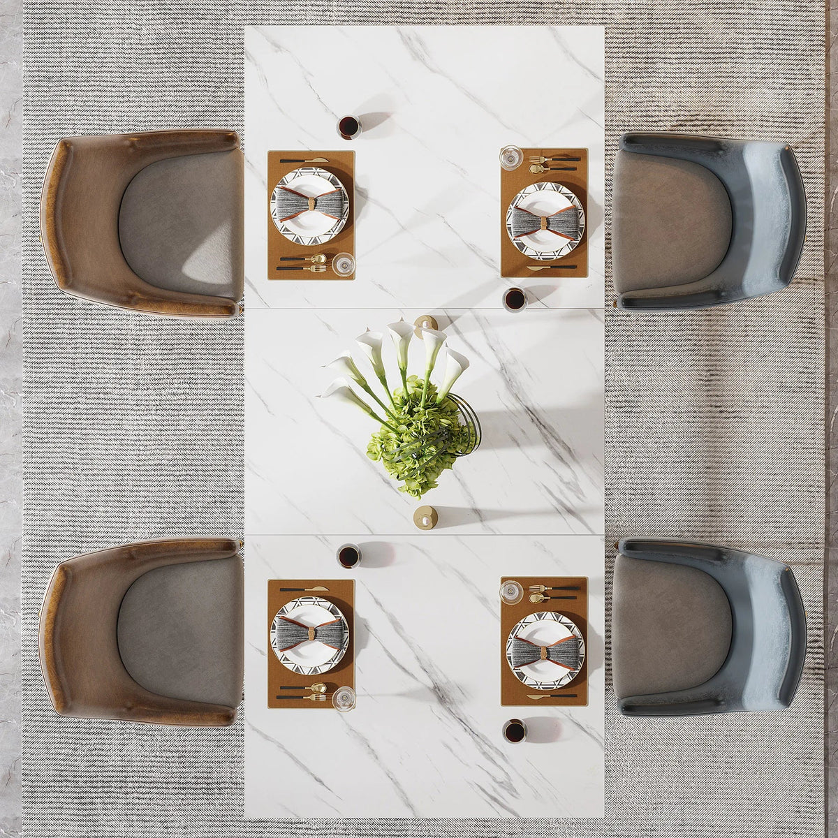 63-Inch Rectangular Dining Table for 4 to 6, Marble Table Top