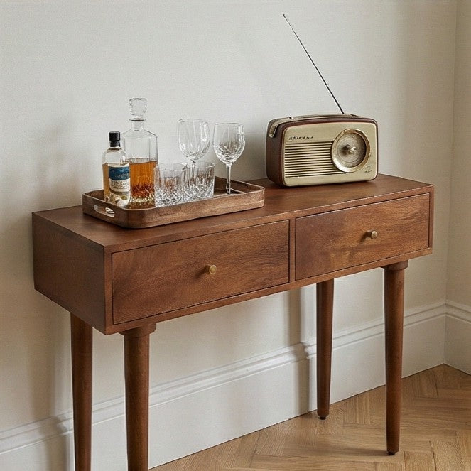 Walnut 3-in-1 Console Table, Dressing Table & Desk - 90cm