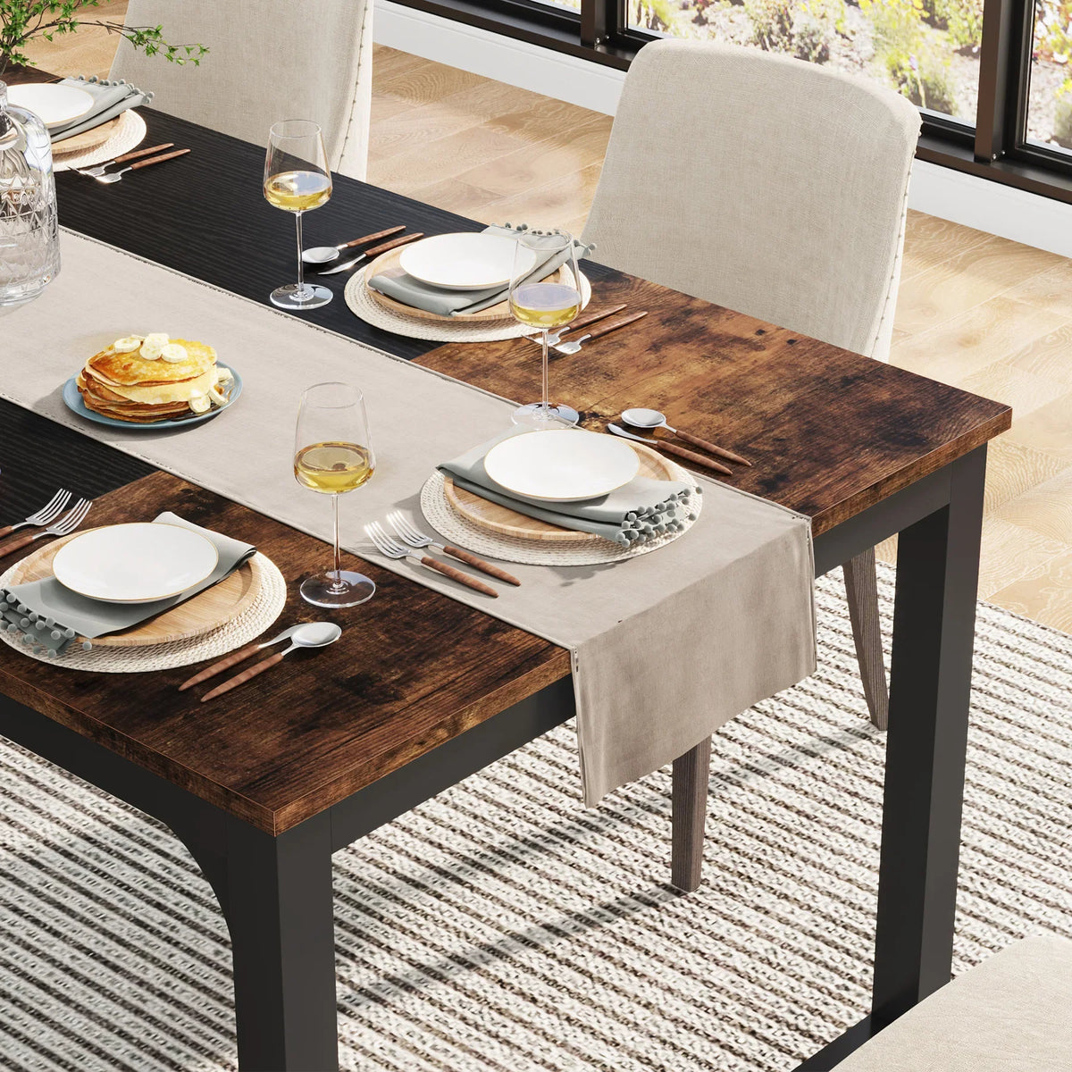 63"x31.5" Dining Table, Industrial Kitchen Table for 6-8 Person