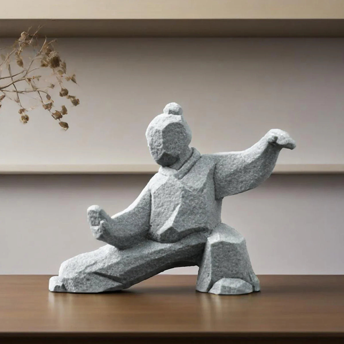 Miniature Tai Chi Master Stone Figurine - Chinese Sculpture