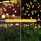 2sets Solar Firefly Lights Christmas Outdoor Garden Waterproof Lawn Lights, Color: 6 Head Color Light
