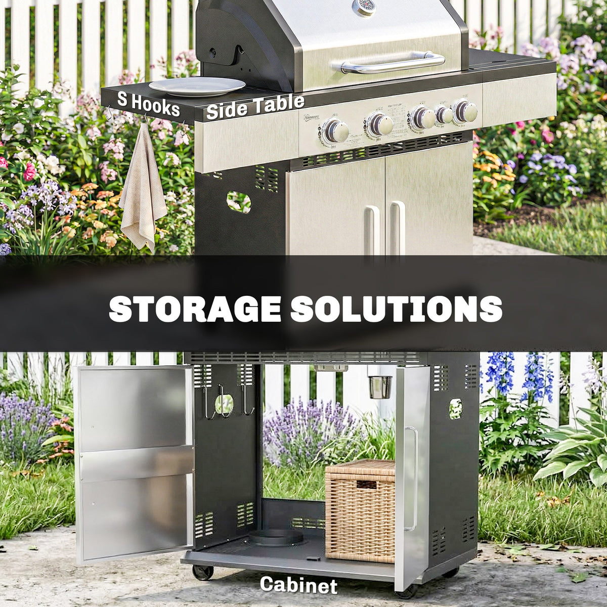 4+1 Portable Gas BBQ Grill with Side Burner