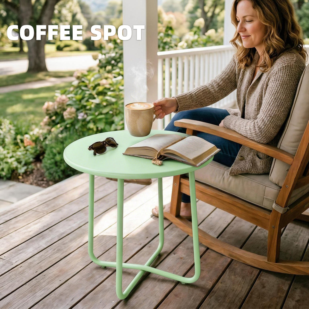 Round Garden Side Table, Metal