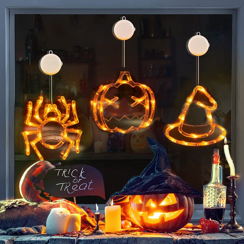 Halloween LED Window Lights – Pumpkin, Spider & Ghost