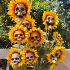 Skull Sunflower Halloween Garden Stakes