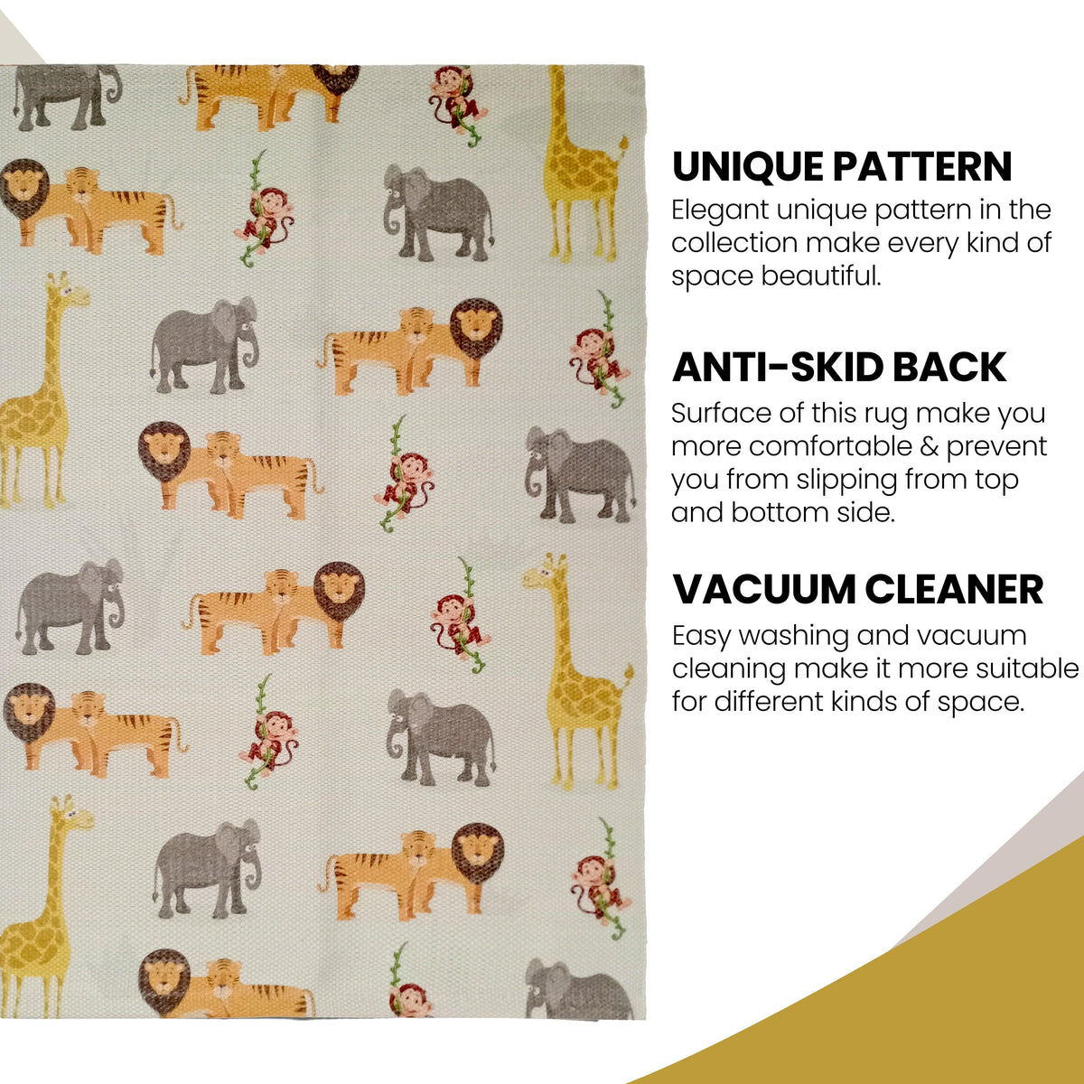Safari Animal Print Rug - Non Slip Soft Durable
