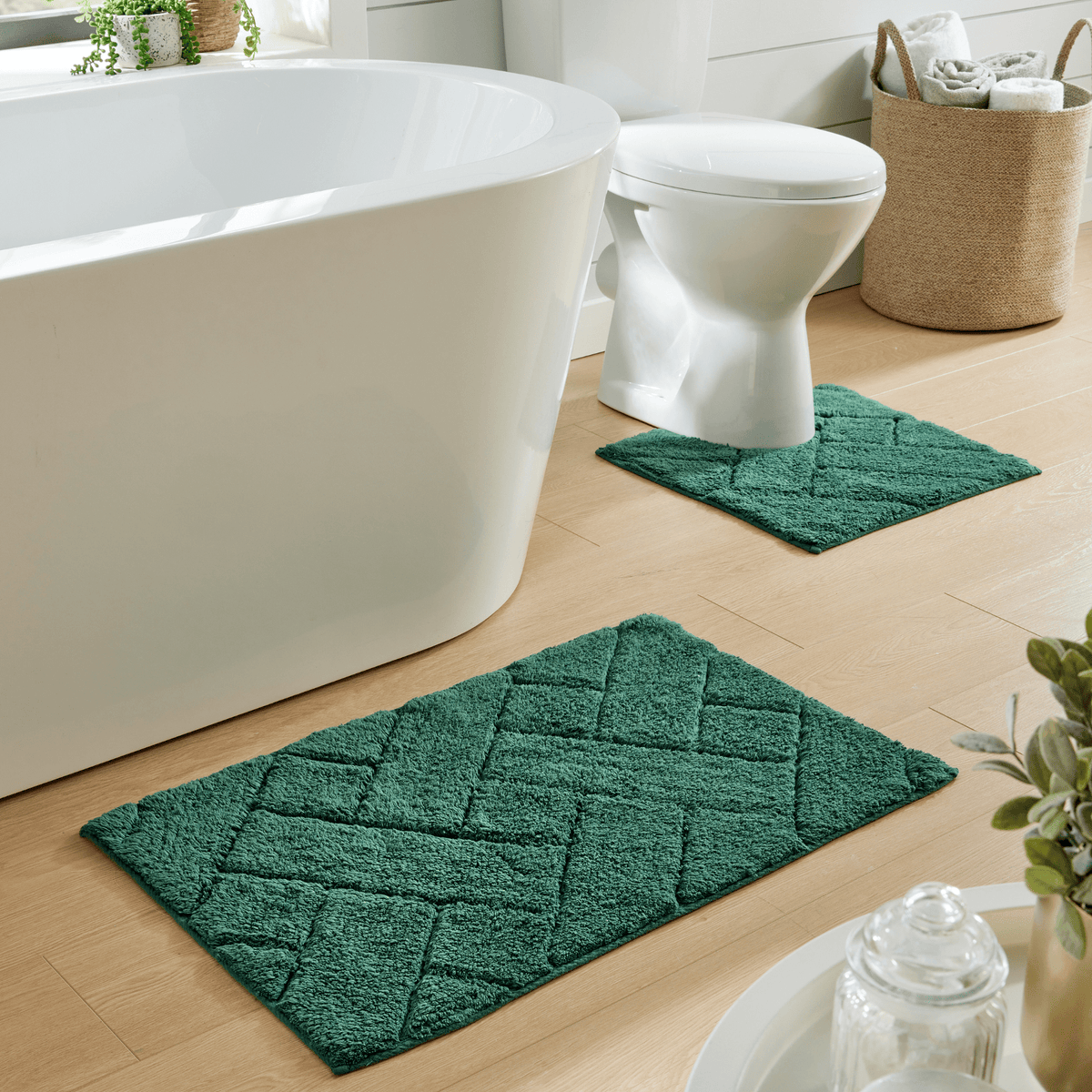 Cotton Bath Mat & Pedestal Set - Super Soft & Absorbent
