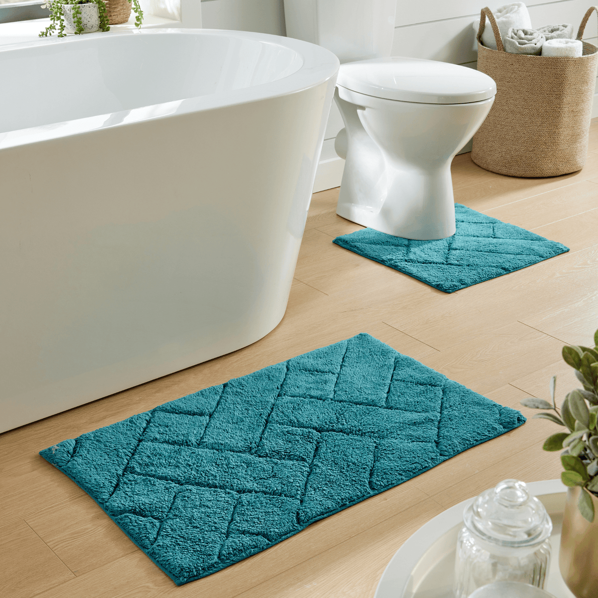 Cotton Bath Mat & Pedestal Set - Super Soft & Absorbent