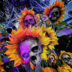 Skull Sunflower Halloween Garden Stakes