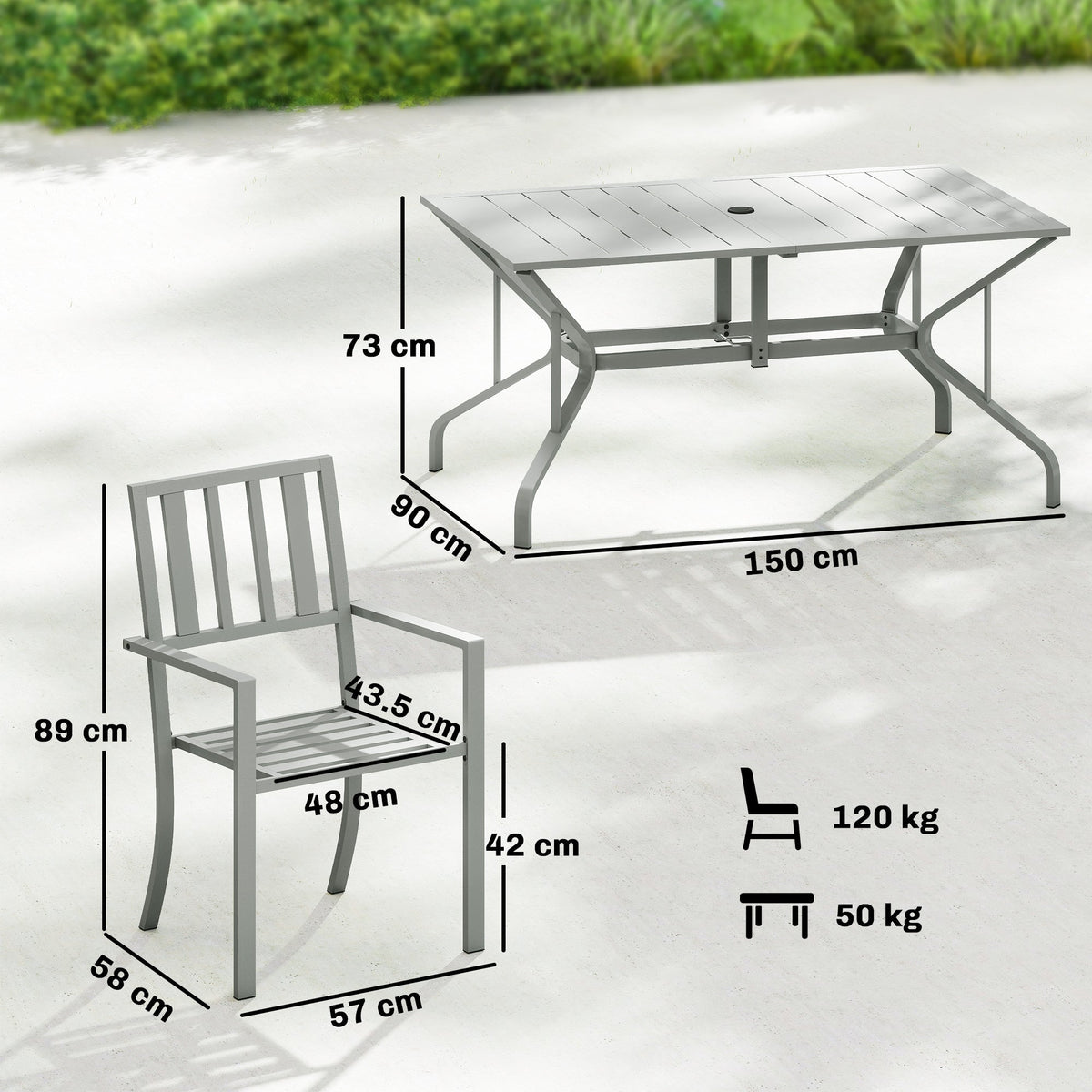 7-Piece Garden Table & Chairs Set with Umbrella Hole