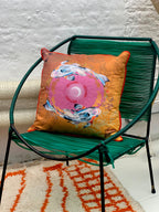 Golden Pool Koi Cushion – Vegan Suede Watercolour
