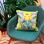 Stallion Zebra Cushion – Vegan Suede, Citrus Yellow