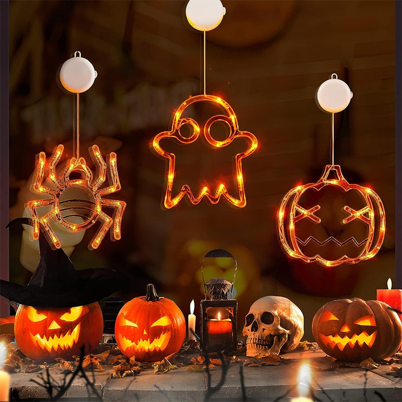 Halloween LED Window Lights – Pumpkin, Spider & Ghost