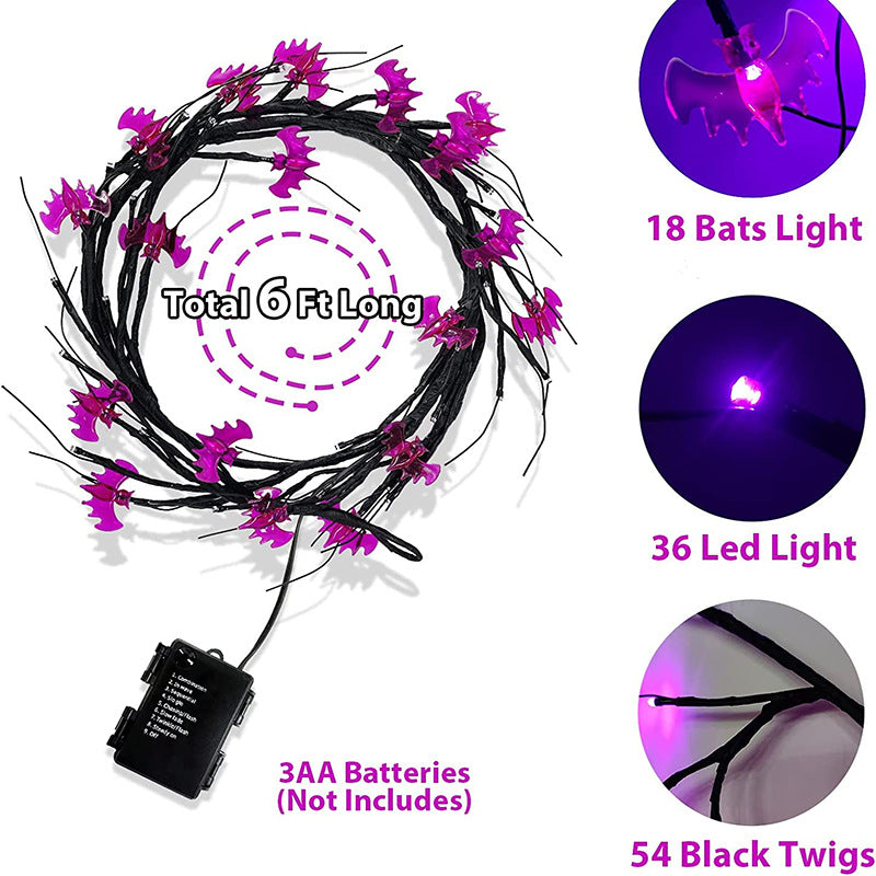 Halloween LED Willow Vine String Light – Bats or Pumpkins